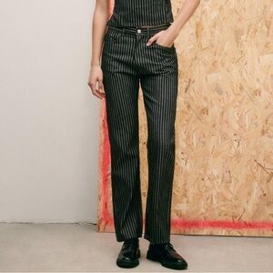 Zara Black and White Striped Women Jeans